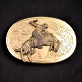 Cats Like Us 1970s Bucking Bronc Rodeo Riding Cowboy Belt Buckle