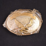 Cats Like Us 1970s NOS Flying Eagle Alpaca Silver Belt Buckle