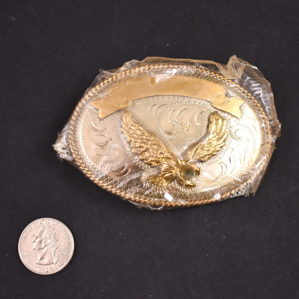 1970s NOS Flying Eagle Alpaca Silver Belt Buckle