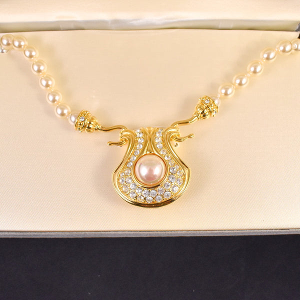 NIB Nolan Miller Pearl Goddess Pendant Necklace