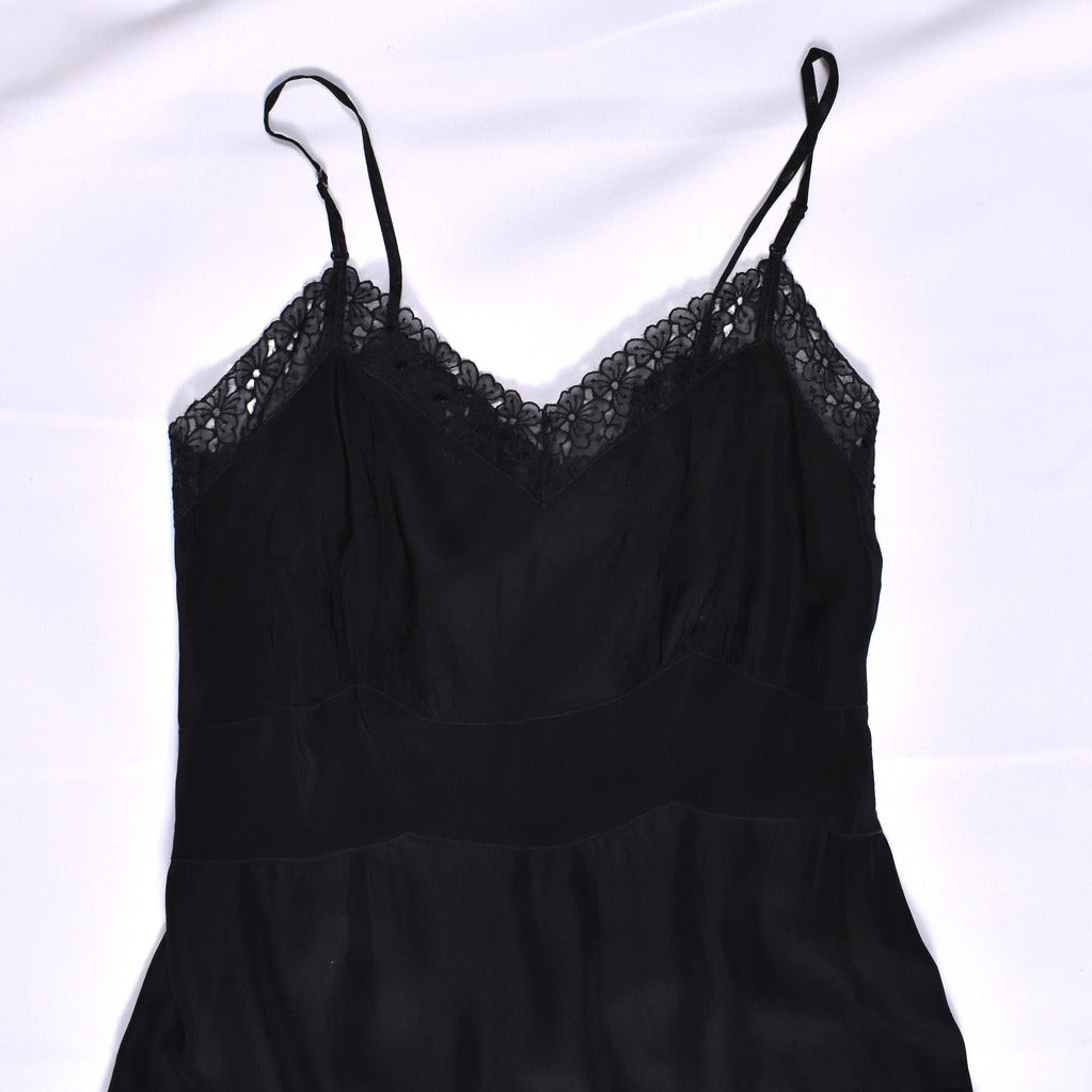 1950s Black Butterfly Lace Full Slip  Cats Like Us