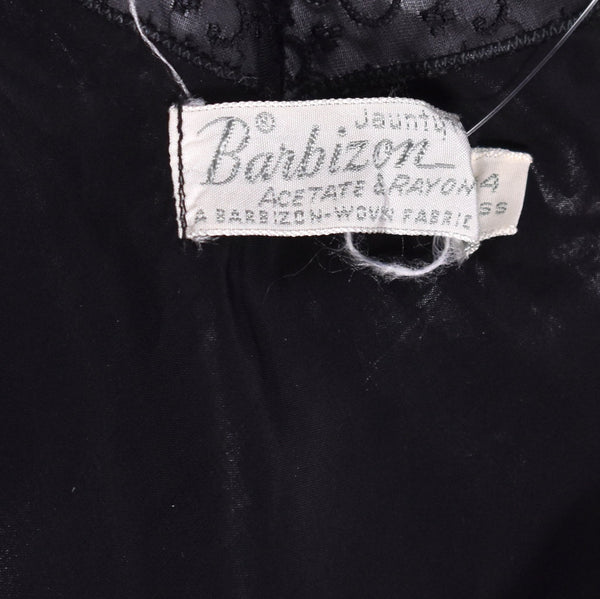 1950s Black Butterfly Lace Full Slip