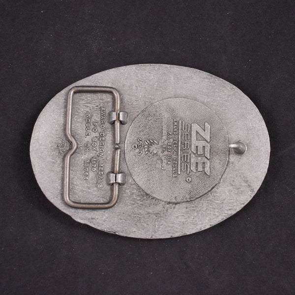 1970s Sheplers Long Horn Cattle Drive Western Belt Buckle