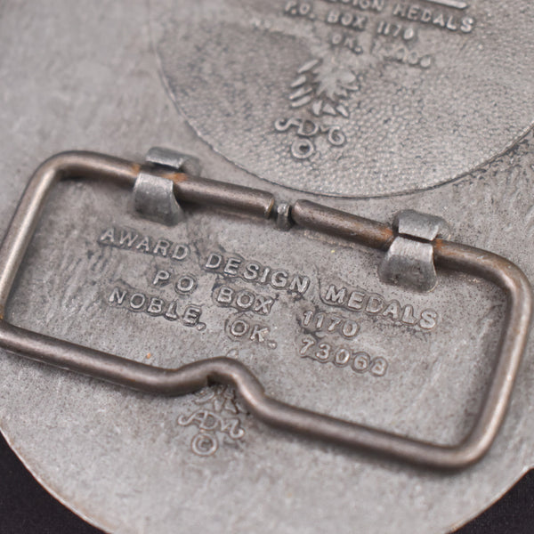 1970s Sheplers Long Horn Cattle Drive Western Belt Buckle