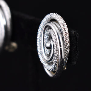 Silvertone Corded Oval Earrings