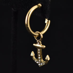 Rhinestone Anchor Hoop Earrings