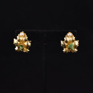 Pearl & Green Agate Leaf Earrings
