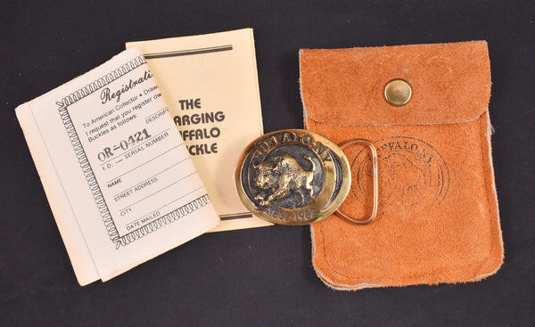 1980s NIB Small Charging Buffalo Belt Buckle