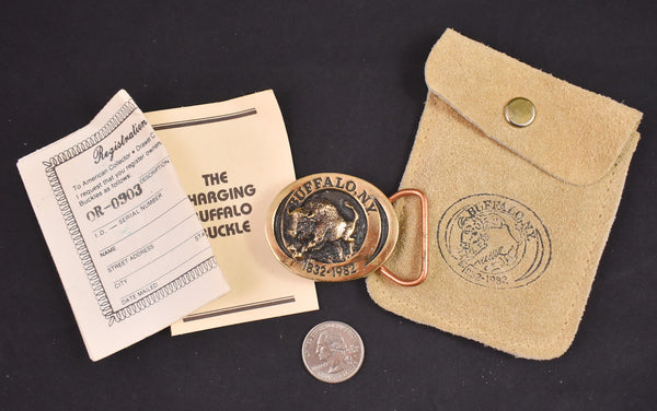 1980s NIB Sm Charging Buffalo Belt Buckle