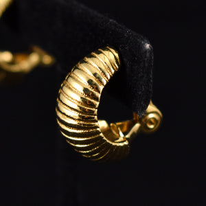 Monet Ribbed Goldtone Hoop Earrings