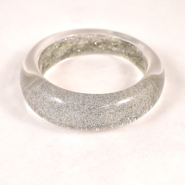 Clear Silver Glitter Bangle Bracelet