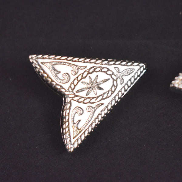 Silver Stamped Western Collar Tips