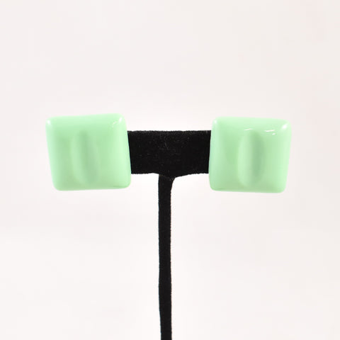 Plastic Mint Green Square Earrings