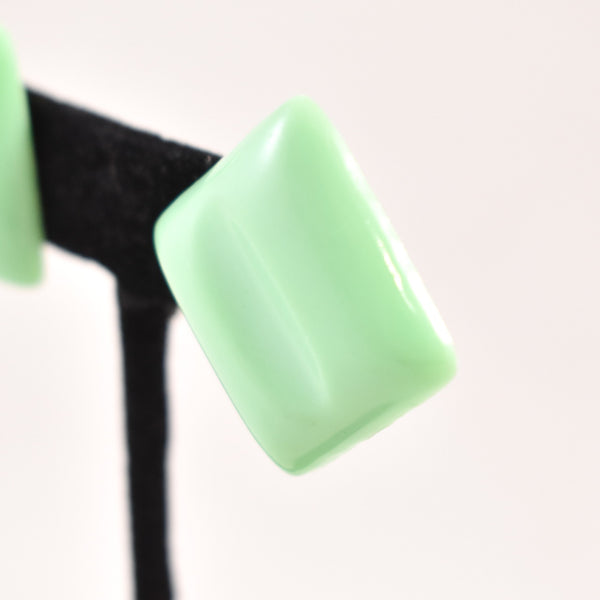 Plastic Mint Green Square Earrings