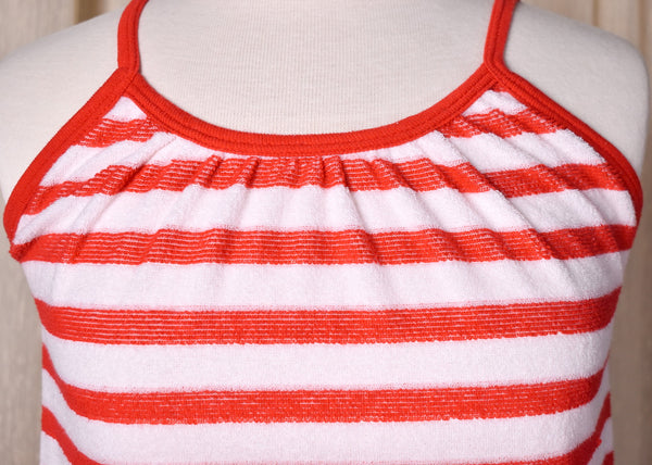 1970s Terry Cloth Striped Beach Dress