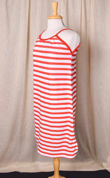 1970s Terry Cloth Striped Beach Dress
