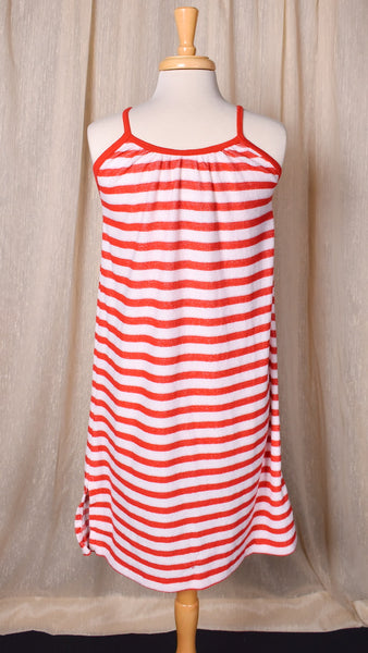 1970s Terry Cloth Striped Beach Dress