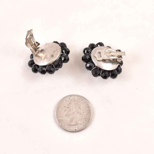 Black Faceted Cluster Earrings