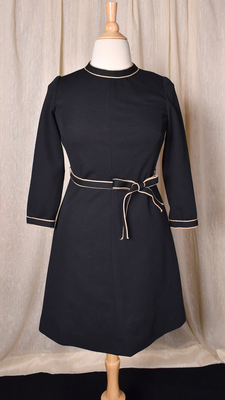 1960s a line dress MOD Pattern McCALLS 2226 Seam Interest Dress with C A Vintage shop length sleeveless dress with silky handfeel 1960s Little Black and Tan