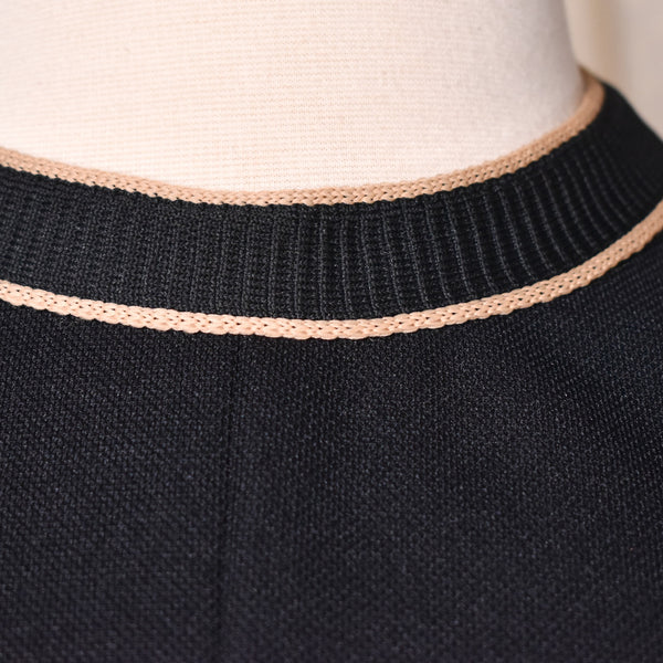 1960s Little Black and Tan Long Sleeve A-line Dress