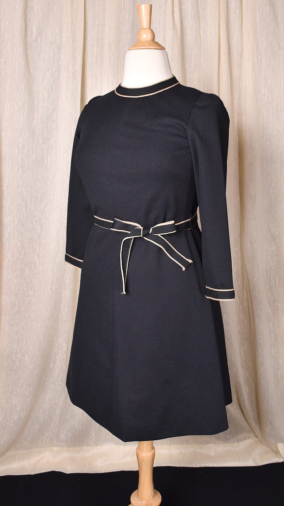 1960s Little Black and Tan Long Sleeve A-line Dress Cats Like Us 1960s Little Black and Tan Long Sleeve A-line Dress Cats Like Us