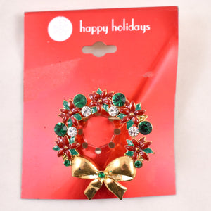 NOC Enamel Rhinestone Wreath Brooch