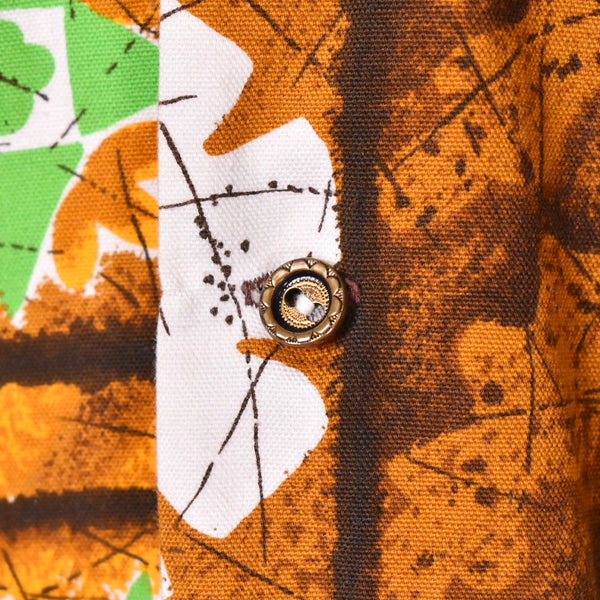 1960s Hookano Brown & Gold Graphic Tiki Shirt