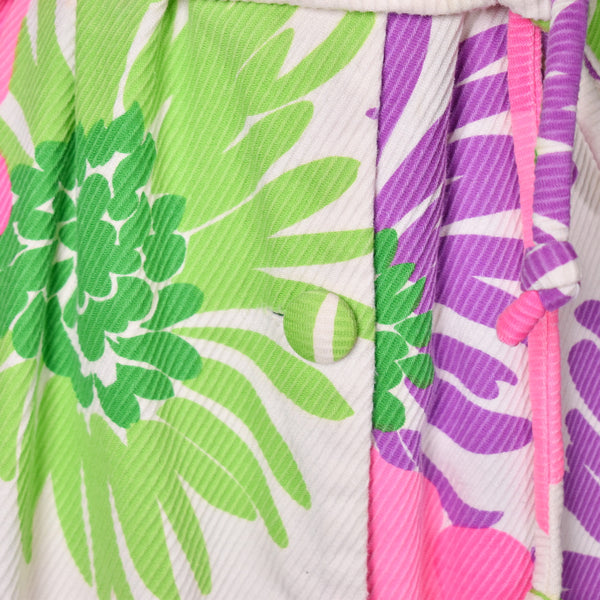 1960s Malia Tiki Big Floral Maxi Dress
