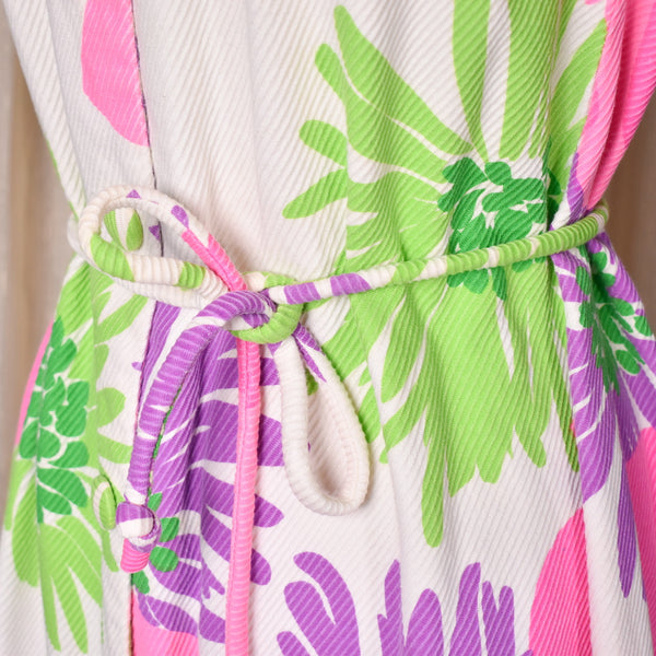 1960s Malia Tiki Big Floral Maxi Dress