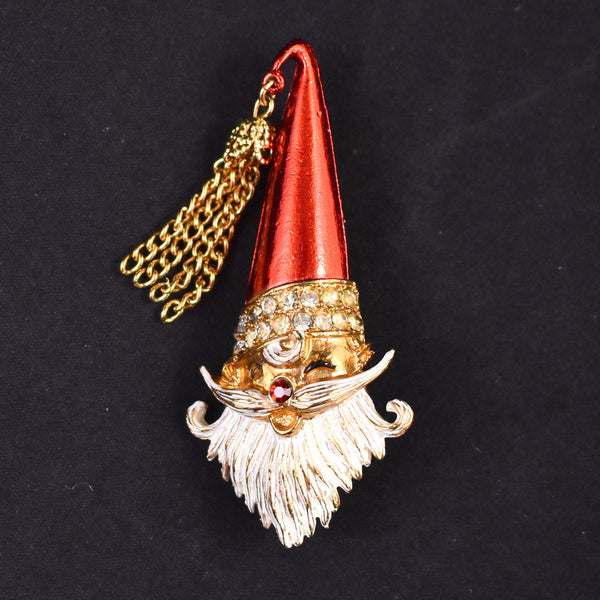 Winking Santa Brooch Pin