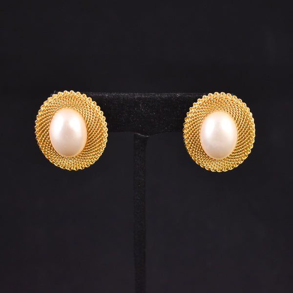 Statement Oval Pearl Earrings