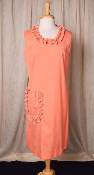 1960s Peachy Keen Ruffle Dress