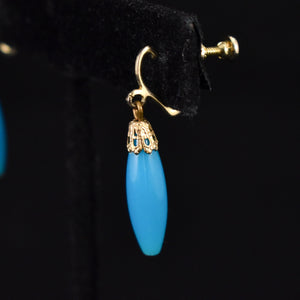 Dangling Long Blue Bead Earrings