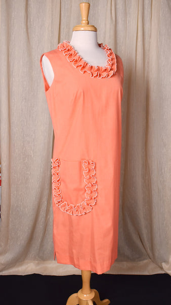 1960s Peachy Keen Ruffle Dress