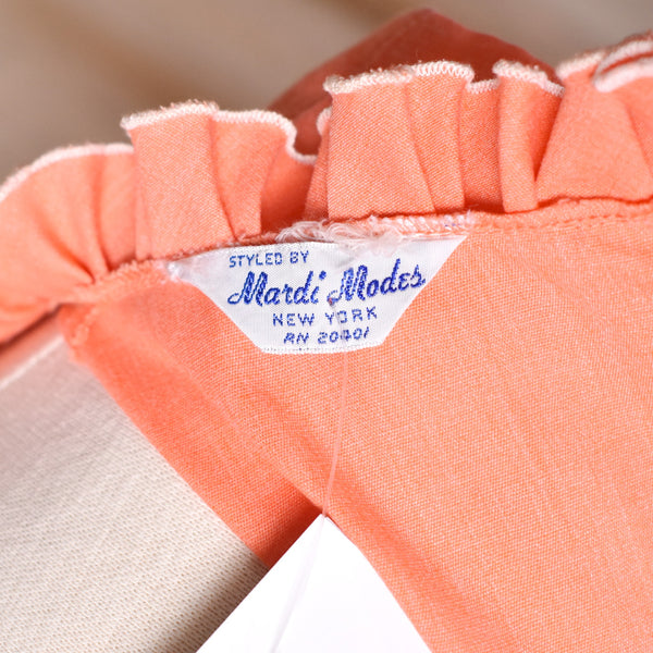 1960s Peachy Keen Ruffle Dress