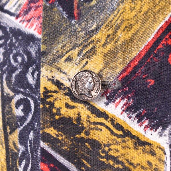 1960s Bullfighting Print Loop Collar Shirt