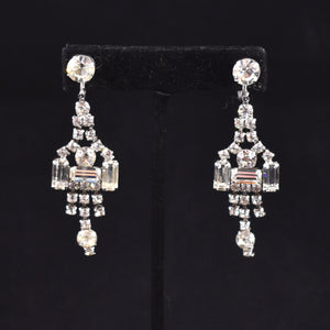 Large Dangling Rhinestone Chandelier Earrings