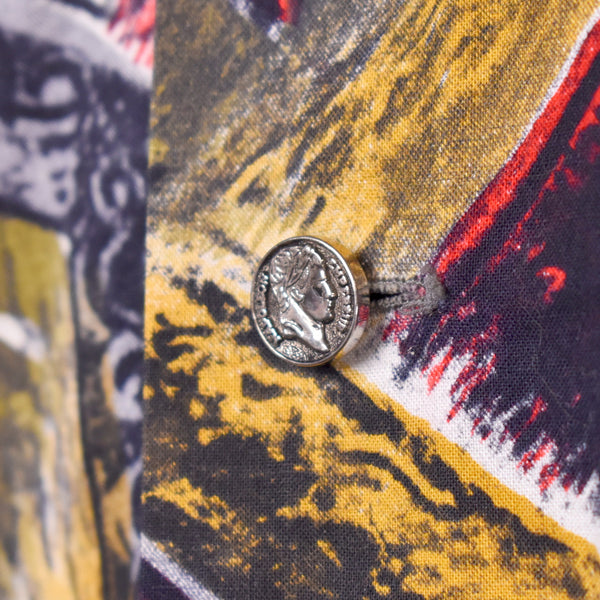 1960s Bullfighting Print Loop Collar Shirt