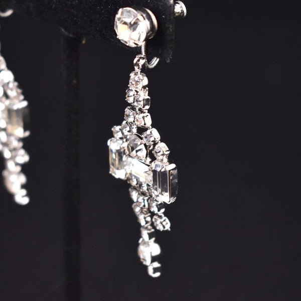 Large Dangling Rhinestone Chandelier Earrings