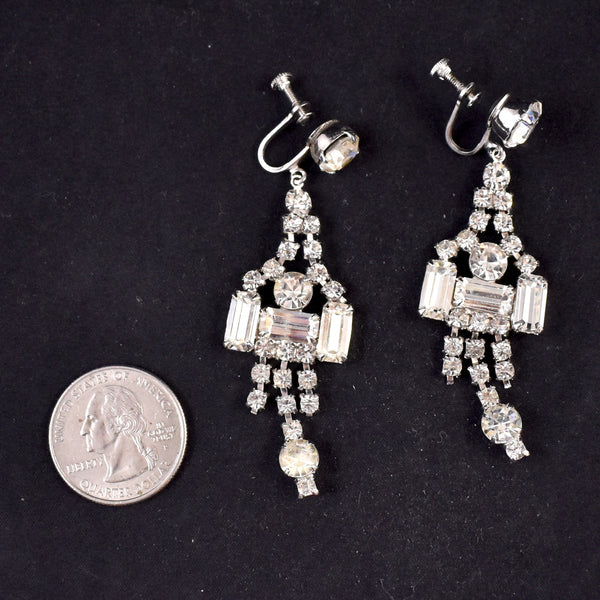 Large Dangling Rhinestone Chandelier Earrings