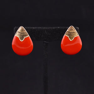 Red Enamel Teardrop Earrings