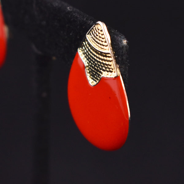 Red Enamel Teardrop Earrings