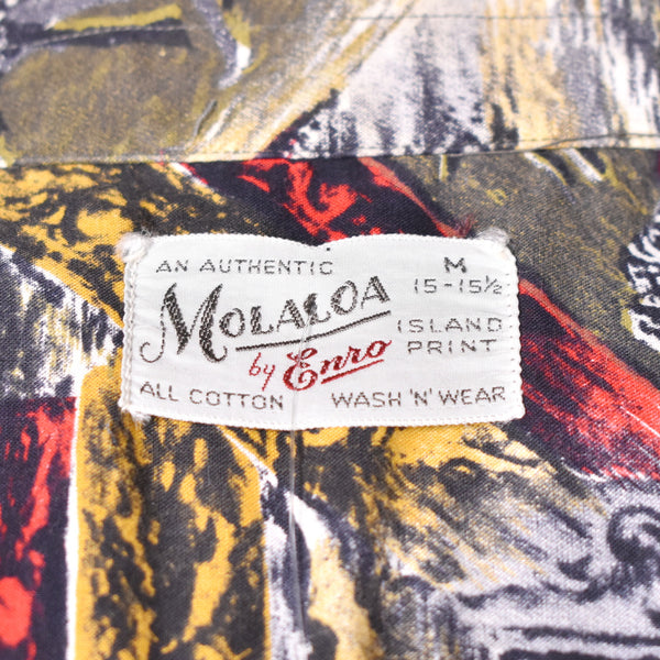 1960s Bullfighting Print Loop Collar Shirt