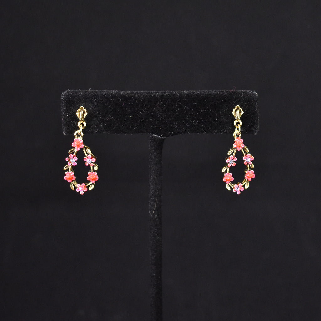Dangling Pink Flower Earrings Cats Like Us