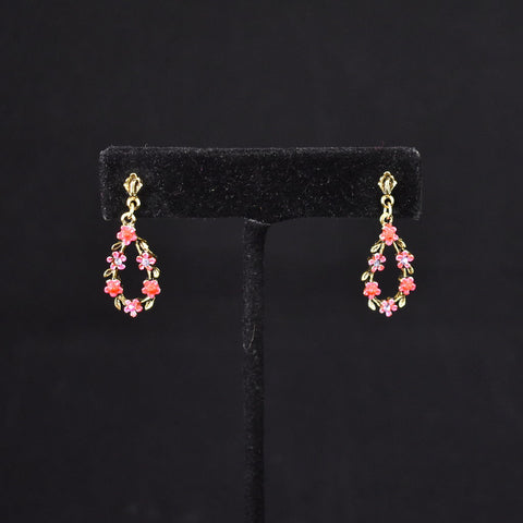 Dangling Pink Flower Earrings Cats Like Us