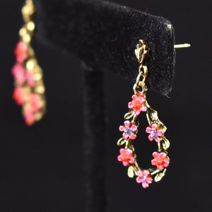 Dangling Pink Flower Earrings Cats Like Us