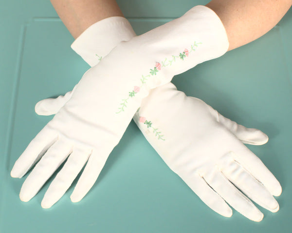 Emb Pink Flower Gloves Cats Like Us
