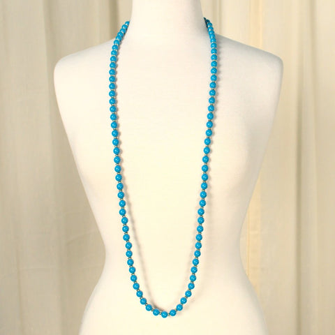 Extra Long Bright Blue Necklace Cats Like Us
