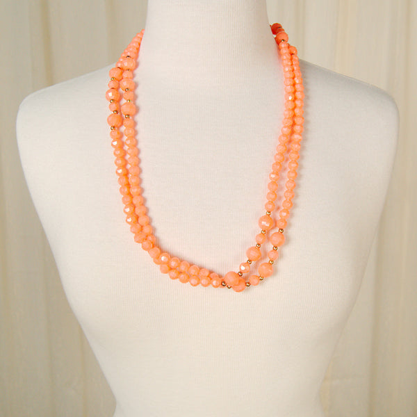 Extra Long Coral Bead necklace Cats Like Us