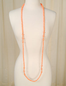 Extra Long Coral Bead necklace Cats Like Us